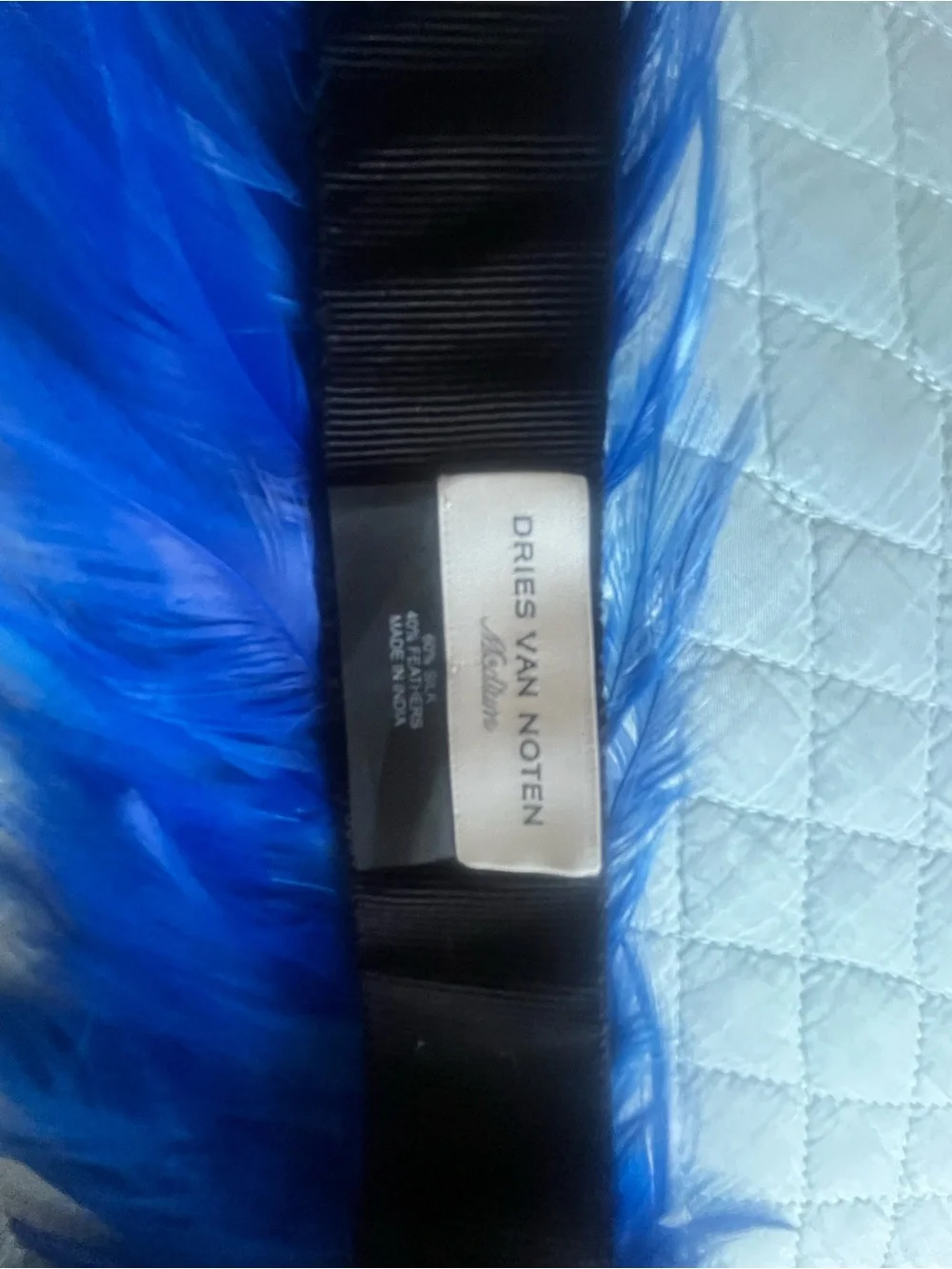 Dries Van Noten Cobalt Blue Feather Belt - Sz Medium NWT